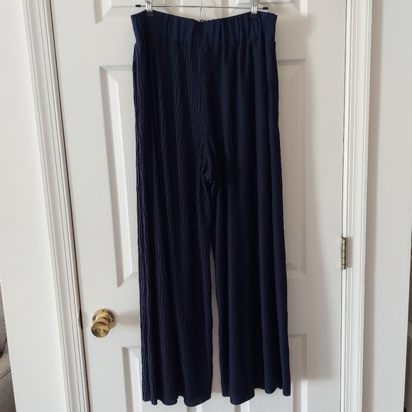 Anthropologie Navy Blue Delano Knit Wide Leg Pull On Pants Size Medium - Picture 3 of 4